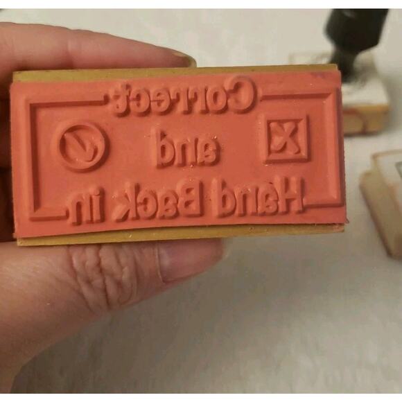 RUBBER STAMPS Lot of 3 Really Good Stuff Teacher Rubber Stamps Wood Mounted - Picture 7 of 8